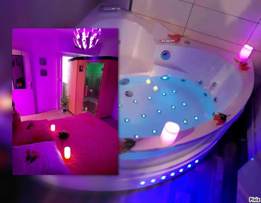 Luxe Sauna Privatif Et Grand Bain Jacuzzi A Deux A Biscarosse Plage Pour Nuit Romantique Avec Decoration Led Et Bougies Biscarrosse Kültér fotó